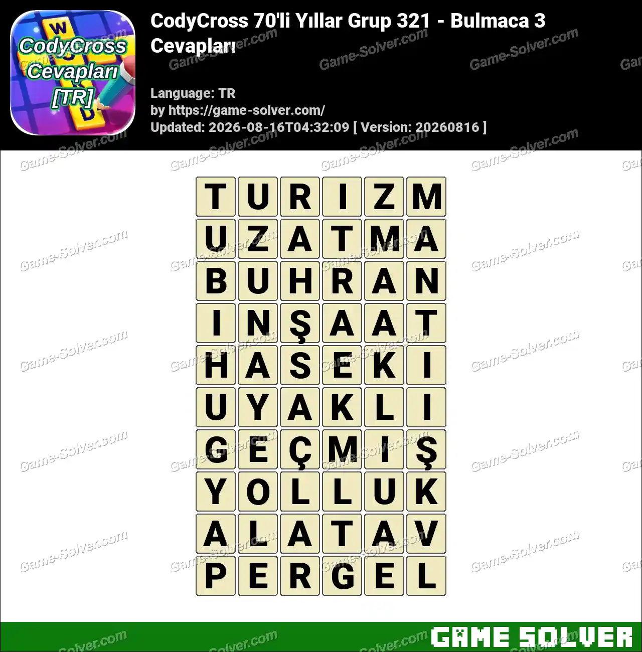 CodyCross 70’li Yıllar Grup 321 – Bulmaca 3 Cevapları
